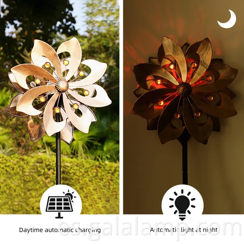 Colorida Solar Spinner de metal al aire libre para lámpara de decoración del jardín